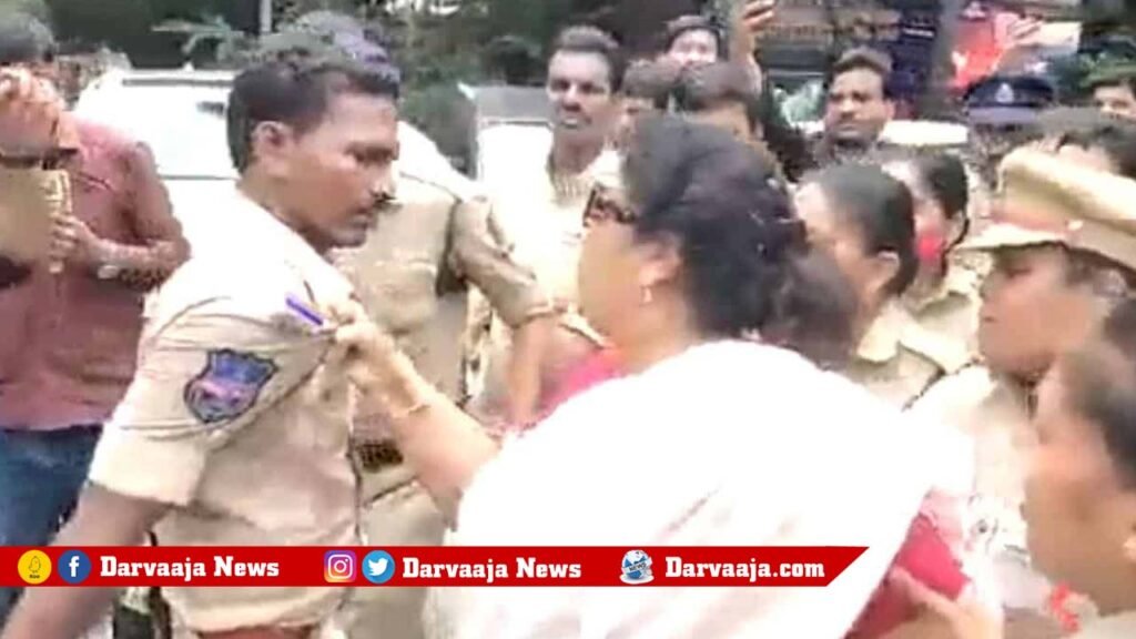 renuka-choudari-1024x576 Congress protests: హైదరాబాద్ లో కాంగ్రెస్ నిరసనల హోరు.. ఎస్సై చొక్కా పట్టుకున్న రేణుకా చౌదరి