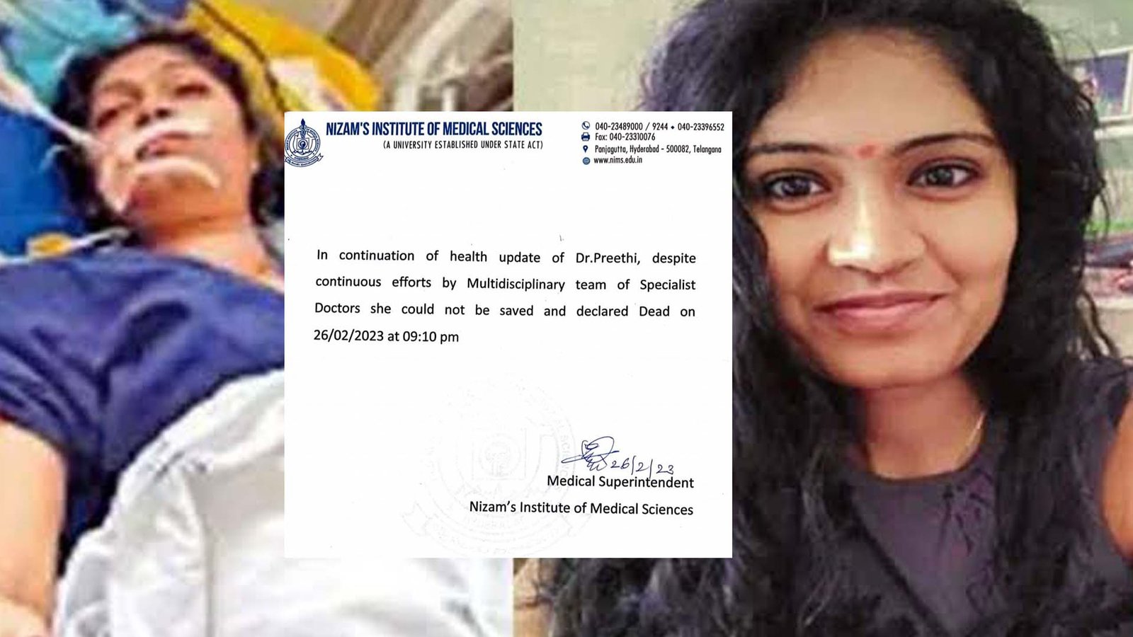 Doctor Preethi died, Doctor Preethi, Warangal KMC, NIMS, డాక్ట‌ర్ ప్రీతి, వ‌రంగ‌ల్ కాక‌తీయ మెడిక‌ల్ కాలేజీ, నిమ్స్, ప్రీతి, సైఫ్, Saif,